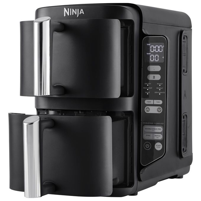 Ninja SL300EU Double Stack Friggitrice ad aria 7.6 L 2470W 6 Funzioni 2 Cestelli 4 Livelli di Cottura colore Nero
