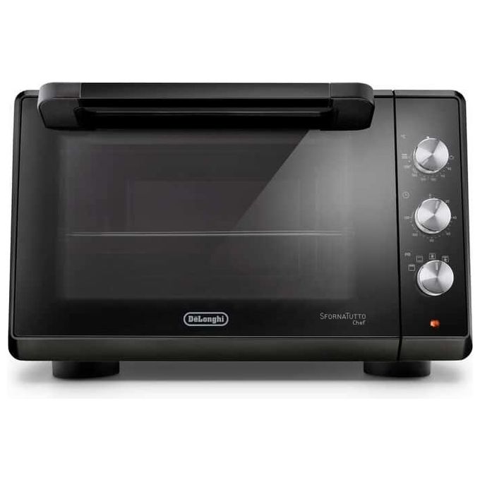 De'Longhi EO34302 Sfornatutto Chef Forno Elettrico Ventilato 34 L 2000 W Grill Funzione Mantieni Caldo (52.5x46.5x34 cm) colore Nero