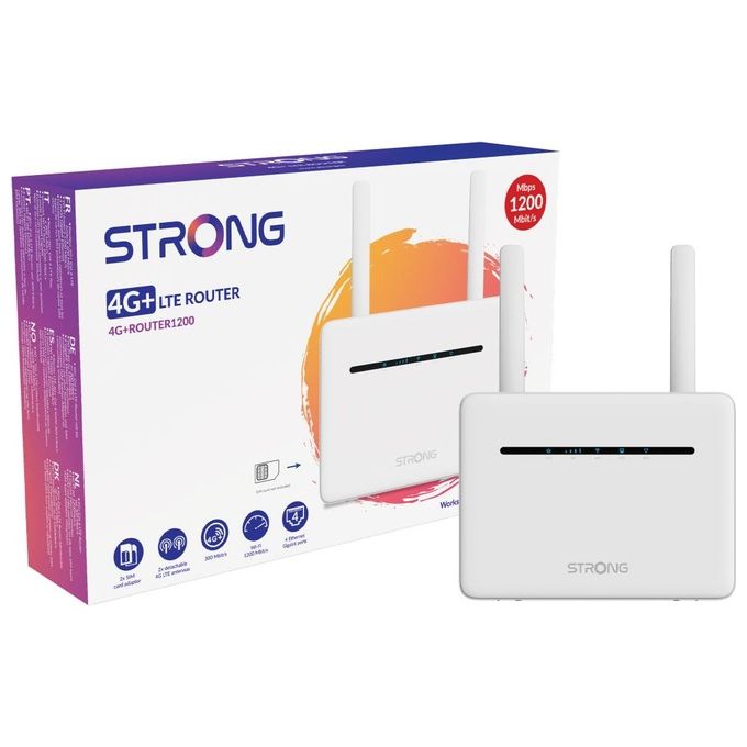 Strong 4G+ROUTER1200 Router di Rete Cellulare 4G+ LTE 300 Mbps Wi-Fi 5 Dual Band 1200 Mbps 4 Porte LAN Gigabit colore Bianco