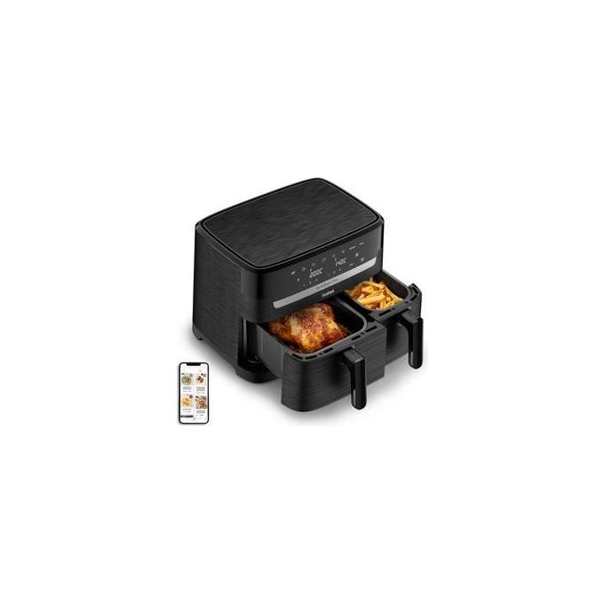 Tefal EY901N Dual Easy Fry Essential Friggitrice ad aria 8.3 L 2700 W Doppia Camera 7 Programmi Display LCD colore Nero