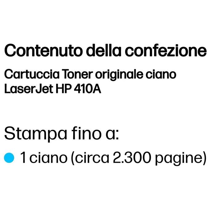 HP 410A Cyan originale LaserJet cartuccia toner ( CF411A ) per Color LaserJet Pro M452dn, M452dw, M452nw, MFP M477fdn, MFP M477fdw, MFP M477fnw