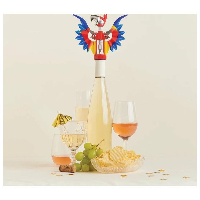 Ototo Design OT955 Pinot Apribottiglie 2 in 1 con Cavatappi e Apribottiglie Multicolore