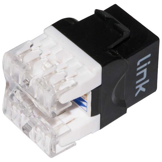 Link Presa Rete Keystone Jack Rj45 Categoria 5e Utp Nero 180° Contatti Dorati 50 Micron