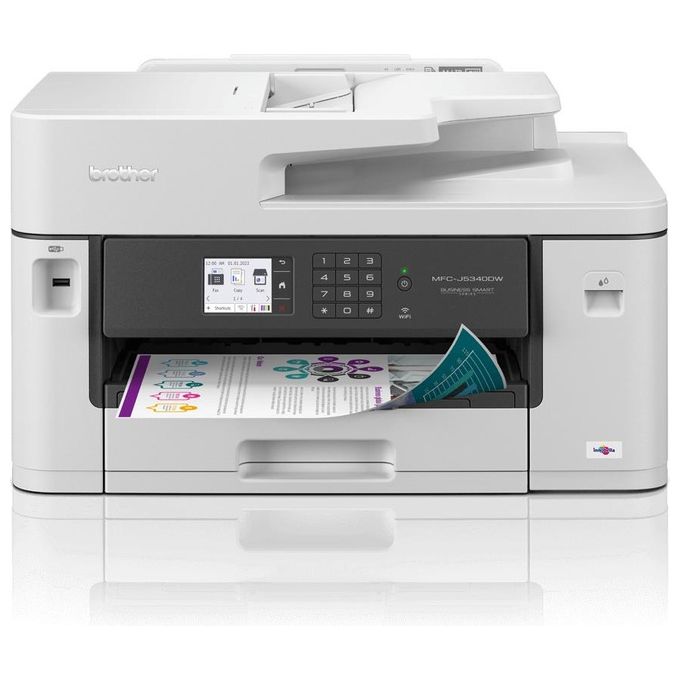 Brother MFCJ5340DWERE1 Stampante Multifunzione Inkjet A3 Colori 28 ppm Wi-Fi LAN USB Display Touch 6.8 cm ADF 50 fogli Cassetto 250 fogli colore Bianco