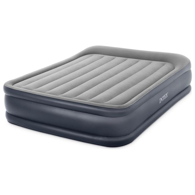 Intex 64136ND DuraBeam Pillow Rest Deluxe Materasso Gonfiabile Matrimoniale 152x203x42 cm Pompa Elettrica Integrata 272 Kg colore Grigio
