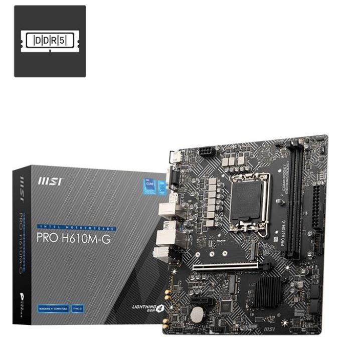 MSI PRO H610M-G Scheda Madre micro ATX Intel H610 LGA 1700 DDR5 96 GB Dual Channel 5600 MHz HDMI 2.1 DisplayPort 1.4 colore Nero