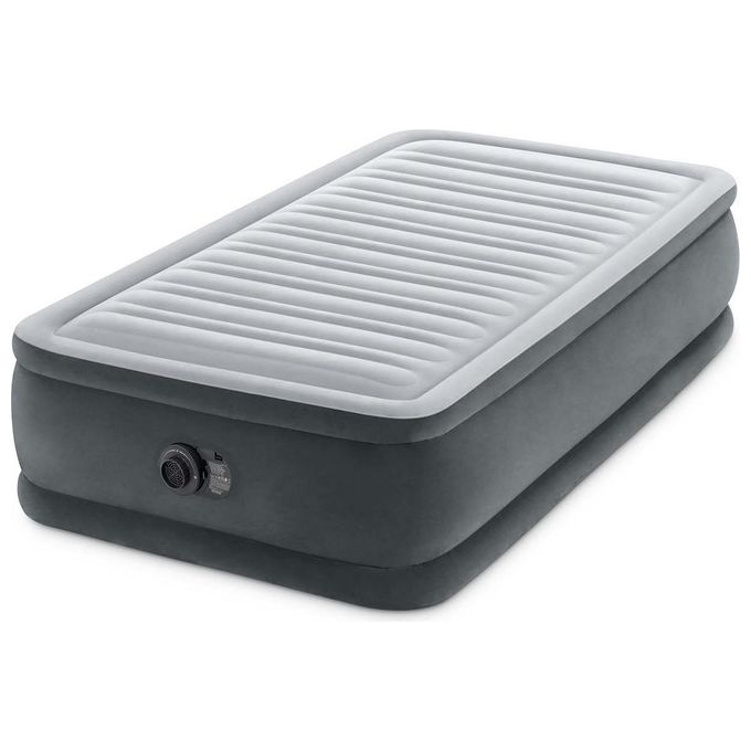 Intex 64412ND Dura-Beam Comfort Plush Materasso Gonfiabile Singolo Elevato Pompa Integrata 99x191x46 cm Portata 136 Kg colore Grigio