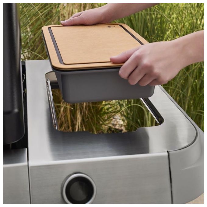 Weber 3400131 Works Contenitore per Alimenti con Coperchio Tagliere Double Face Accessorio Barbecue Lavabile in Lavastoviglie
