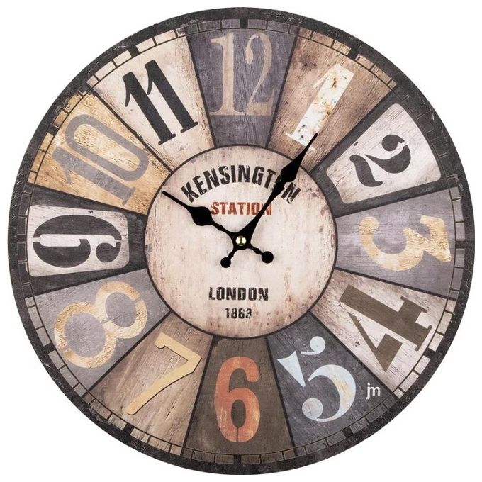 Lowell Orologio da Parete Hold Style Cassa in Mdf Quadrante Anticato Diamertro 33.5cm