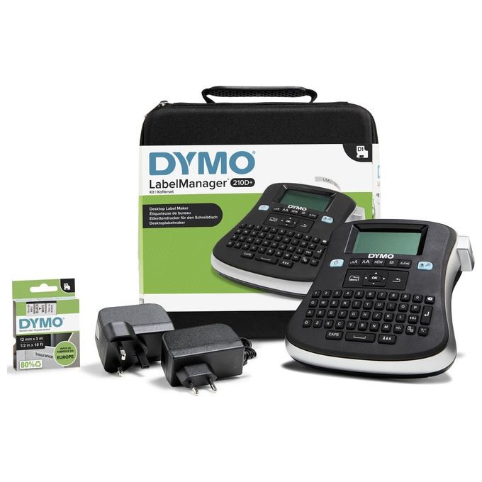 Dymo 2094492 LabelManager 210D+ Kit Etichettatrice Portatile Tastiera QWERTY Nastro D1 12mm con Custodia colore Nero Grigio
