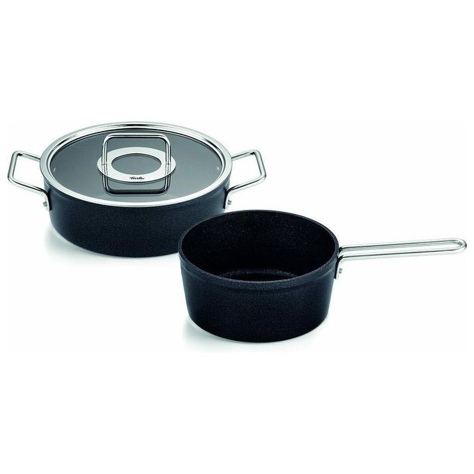 Fissler 156-125-02-000-0 Adamant Set di pentole in alluminio 2 pezzi con coperchio in vetro compatibile induzione colore Grigio