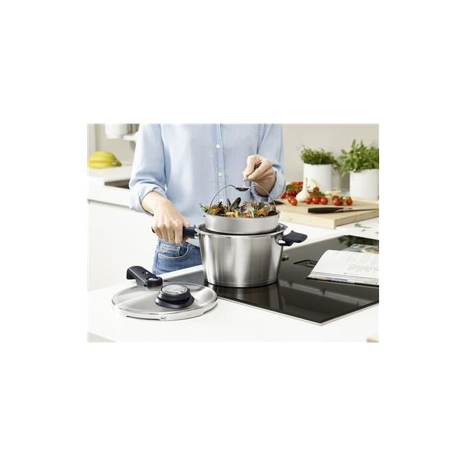 Fissler 622-412-06-070-0 Vitavit Premium Pentola a pressione 6 L 22 cm 4 livelli cottura inclusi induzione acciaio inox colore Acciaio