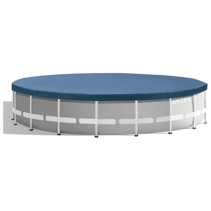 Intex 26756NP Piscina Fuori Terra Prisma Frame Rotonda Pompa Filtro 5678 L-h Scaletta Telo Base e Copertura 32695 L Acciaio e PVC Grigio 610x132 cm 610cm x132cm Con Pompa Filtro