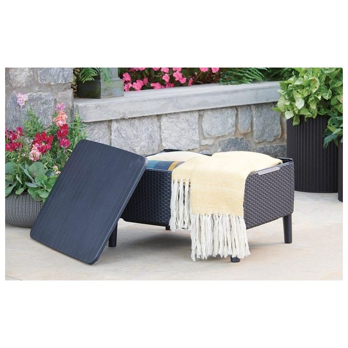 Keter 253220 Salemo Salottino da Esterno 4 Posti Divano 2 Poltrone Tavolino Polipropilene Effetto Rattan colore Grafite