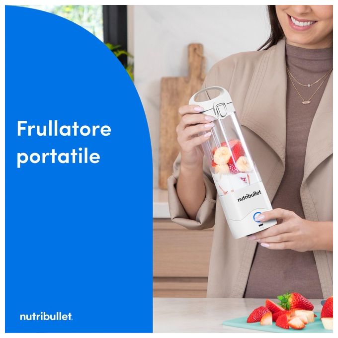 NutriBullet NBP003W Frullatore Portatile per Sportivi 0,475 L Ricaricabile USB-C Tritaghiaccio senza BPA colore Bianco