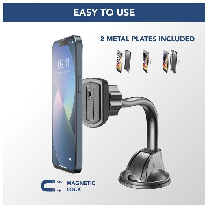 Cellular Line Touch Flexi Universal Supporto smartphone da auto magnetico con fissaggio a ventosa
