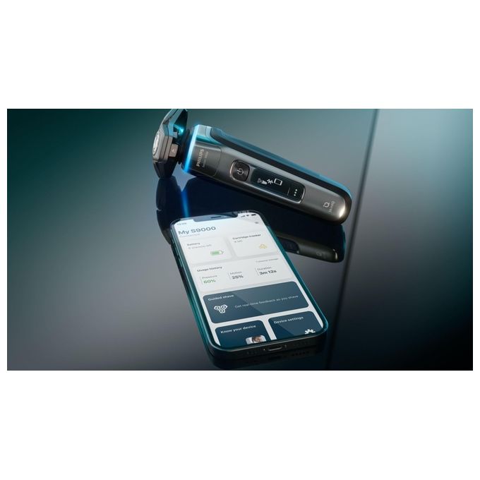 Philips S9974-35 Shaver Series 9000 Rasoio elettrico rotativo Wet and Dry 3 testine autonomia 60 min colore Cromo