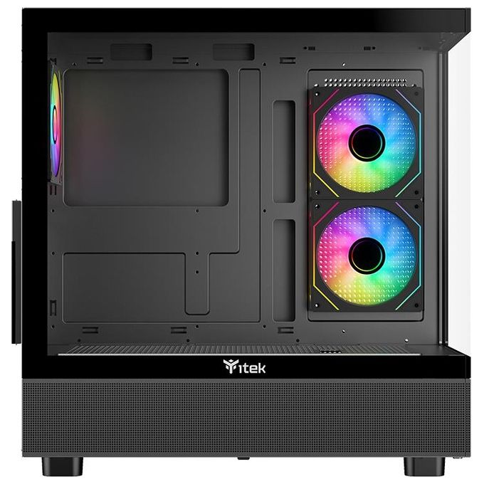 Itek ITGCASB42B SHOWBUI 42B Case Gaming Tower ATX con 3 Ventole ARGB 2 USB3 Type-C Vetro Temperato colore Nero