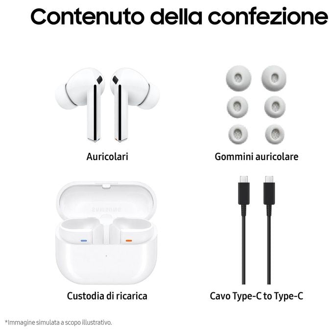 Samsung SM-R630NZWAITV Galaxy Buds3 Pro Auricolari In-ear True Wireless ANC Speaker 2 vie Audio Hi-Fi IP57 Bluetooth 5.4 colore Bianco