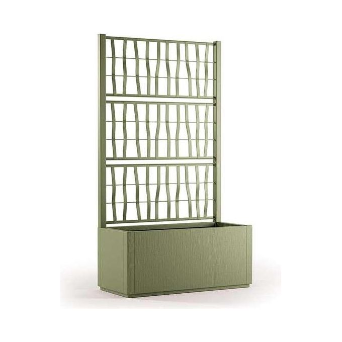 Stefanplast Fioriera Ethica Rettangolare 80cm con SPalliera, Verde Oliva