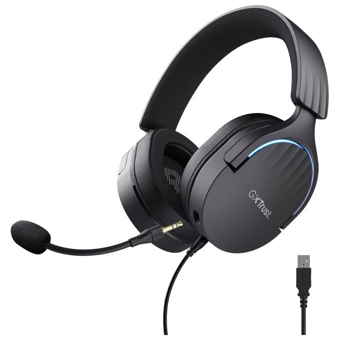 Trust 24900 GXT 490 Fayzo Cuffie Gaming USB Surround 7.1 Driver 50 mm Microfono Rimovibile RGB colore Nero