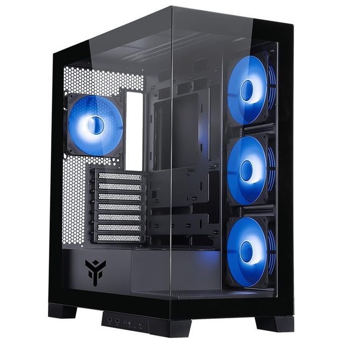 Itek ITGCASB45B SHOWBUI PC Case Tower Gaming ATX 4 Ventole ARGB 12cm 2xUSB3 Type-C Pannello Vetro Temperato colore Nero