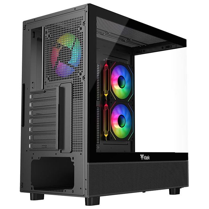 Itek ITGCASB42B SHOWBUI 42B Case Gaming Tower ATX con 3 Ventole ARGB 2 USB3 Type-C Vetro Temperato colore Nero