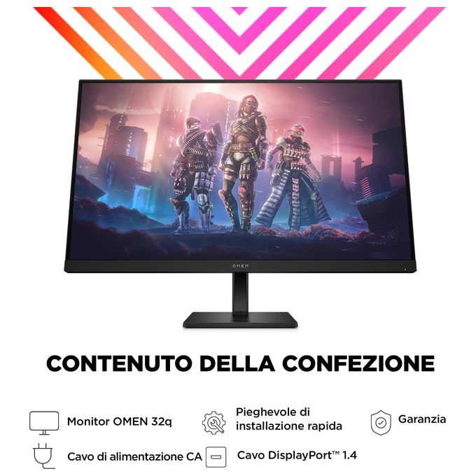 HP 780K0AA#ABB OMEN Monitor da gaming 31,5'' QHD 165 Hz IPS HDR400 AMD FreeSync Premium colore Nero