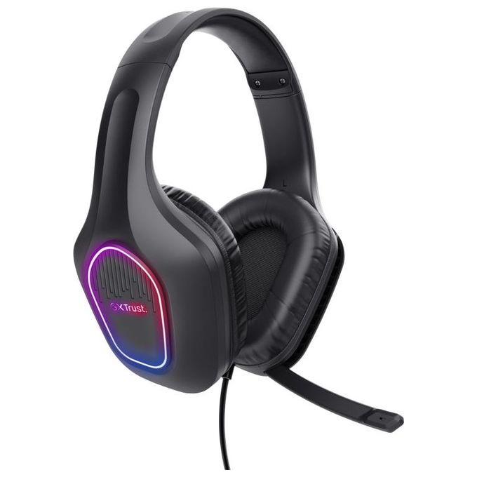 Trust GXT416 Zirox Cuffie Gaming Cablate Jack 3,5mm con USB per LED Driver 50mm Microfono Retrattile Controllo Volume On-Ear colore Nero