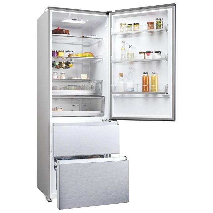 Haier HTR5720ENMG 3D 70 Serie 5 Frigorifero Combinato 3 Porte 483 L 200 cm Classe E 37 dB No Frost colore Argento