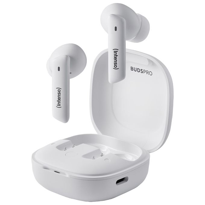 Intenso 3720502 Buds Pro Auricolari Wireless TWS con Hybrid ANC Bluetooth 5.3 Fino a 35 Ore di Riproduzione colore Bianco