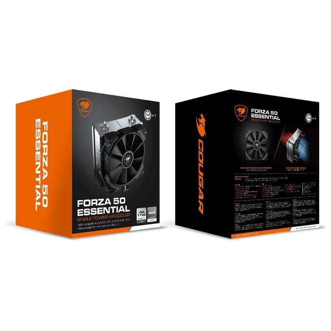 Cougar Dissipatore cpu Cougar Forza50 Essential 120x120x25mm skt 115x-1200-1700-2066-am5-am4-fm2-fm1-am3-am2-am2 4x heat pipe