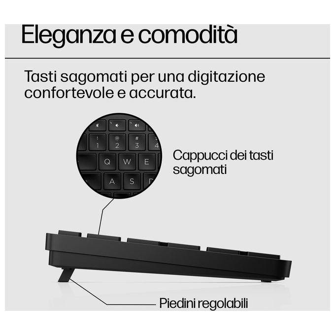 HP 4R184AA Tastiera Wireless Programmabile 450 Full-size RF USB 10m autonomia 20 mesi colore Nero