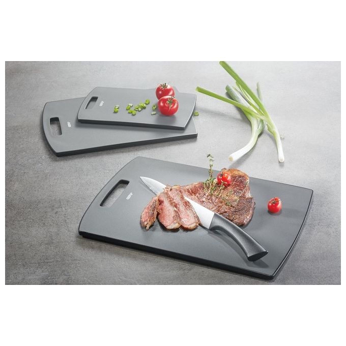 GEFU 13990-Tagliere Levo Grande in plastica 38 x 26 cm Acciaio Inossidabile Nero 38 x 26 x 1 cm