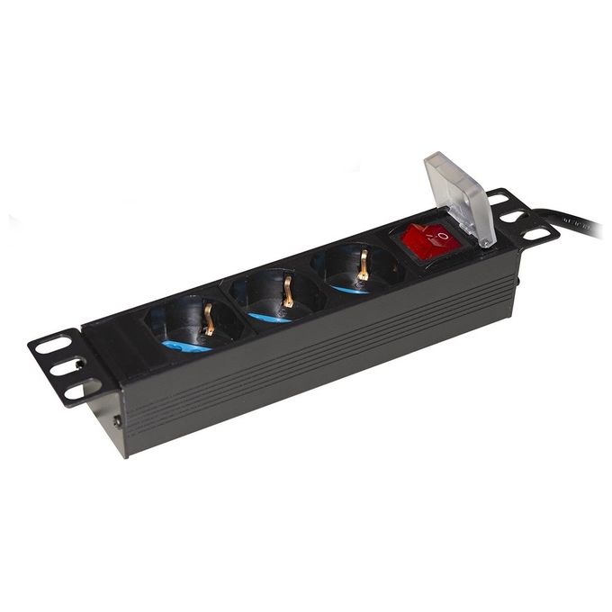 Link LK3PDU Multipresa per Armadi Rack 10'' 3 Prese Ita Schuko 16A 3500W Interruttore Luminoso cavo 1,75 m colore Nero