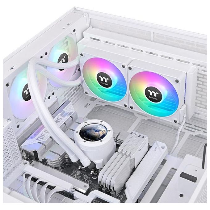 Thermaltake CL-W425-PL12SW-A TH240 V2 Ultra EX ARGB Raffreddatore a Liquido All-In-One 240mm con Display LCD 480x480 e Ventole CT120 EX ARGB Sincronizzate colore Bianco