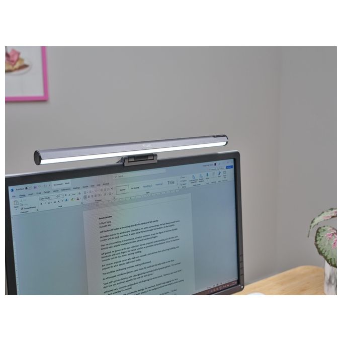 Trust 25483 Shyne Barra Luminosa per Monitor con Comandi Touch Regolazione Luminosita' e Temperatura Colore 3 Livelli Alluminio colore Nero