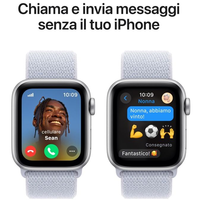 Apple MXGE3QL-A Apple Watch SE Smartwatch GPS + Cellular 40 mm Cassa in Alluminio Argento con Cinturino Sport Loop Blu Tempesta colore Blu Tempesta