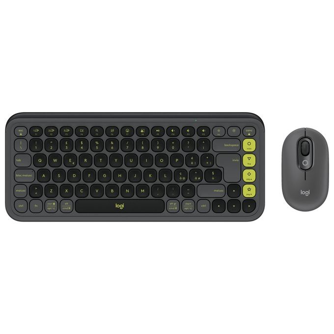 Logitech 920-013115 POP ICON COMBO Tastiera e Mouse Bluetooth Programmabili QWERTY ITA Silenzioso con Tasti a Basso Profilo e App Logi Options+ colore Grafite