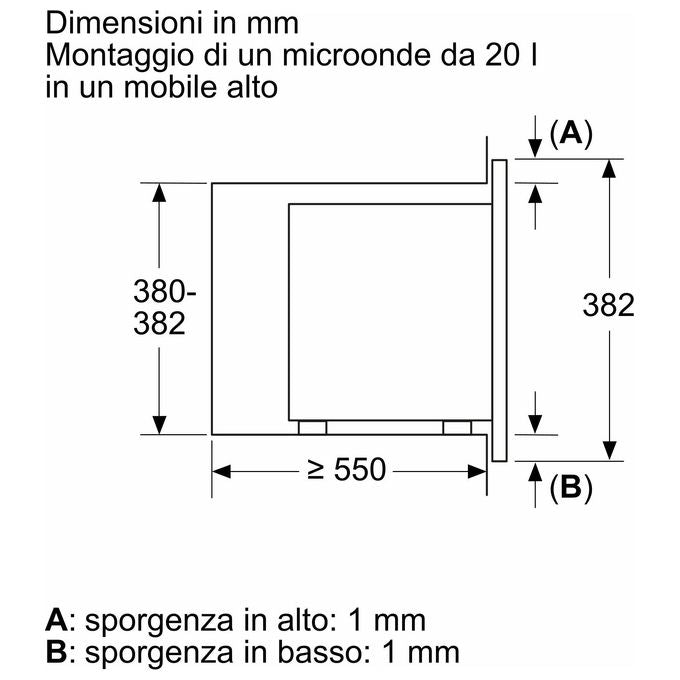 Bosch BEL623MS3 Serie 2 Forno a microonde da incasso con grill 20 L 800 W 5 livelli di potenza colore Acciaio Inox