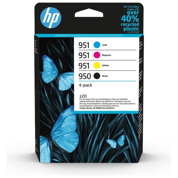 HP 6ZC65AE Cartuccia d'Inchiostro Originale 4 Pezzi Nero Ciano Magenta Giallo con Inchiostro a Base di Pigmento per HP OfficeJet Pro 276 8100 8600 8610 8620 colore Nero Ciano Magenta Giallo