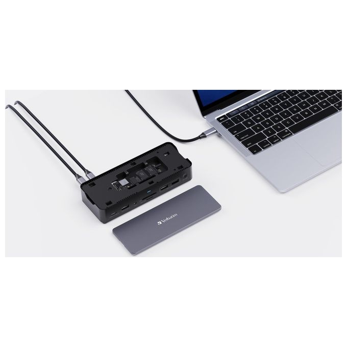 Verbatim 32173 Docking Station USB-C Pro 15 Porte con HDMI 8K DisplayPort SSD Slot e Alimentazione 100 W colore Nero Grigio
