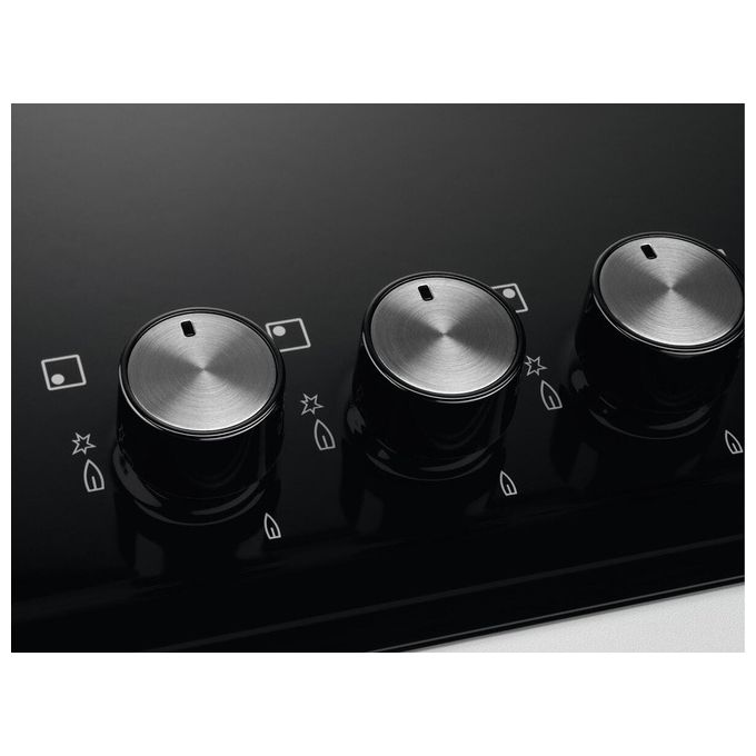 Electrolux PN640RUV Rustico Soft Piano cottura a gas 60 cm 4 fuochi bruciatore tripla corona Wok 4000 W Sicurgas colore Nero Ghisa