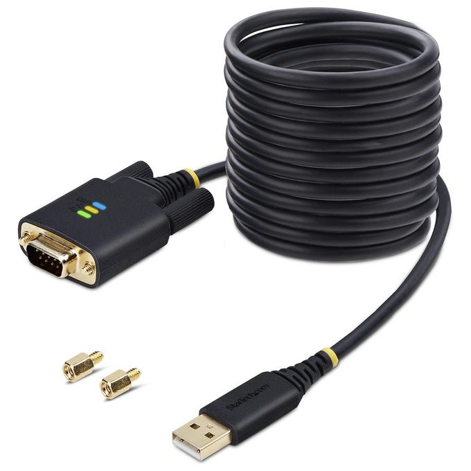 StarTech 1P10FFC-USB-SERIAL Cavo USB a Seriale RS232 3m con Chip FTDI Retention COM Viti e Dadi Intercambiabili LED di Stato colore Nero