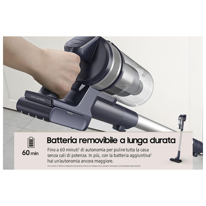 Samsung VS15A60AGR5 Jet 65 Pet Aspirapolvere senza filo Multiciclonica 0,8 L 150 W 40 min 86 dB colore Nero Argento