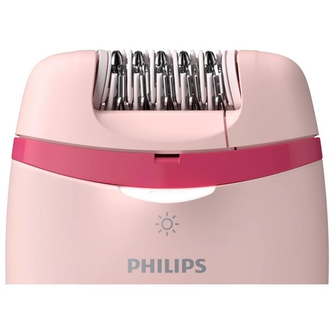 Philips BRE285-00 Satinelle Essential Epilatore Compatto con Filo Opti-light 2 velocita' 7 accessori colore Rosa