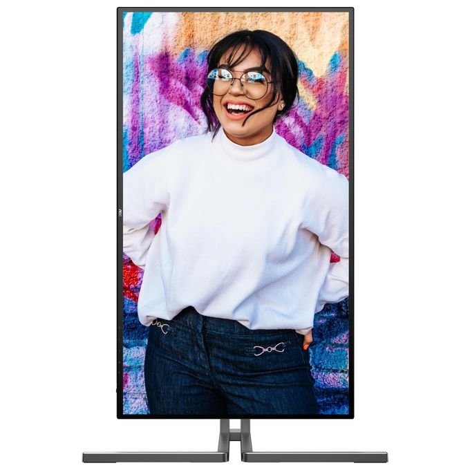 AOC U27U3CV Monitor 27'' UHD 3840x2160 Nano IPS 60Hz HDR400 Altezza Regolabile HDMI2x DP1x USB Hub Speaker colore Nero-Argento
