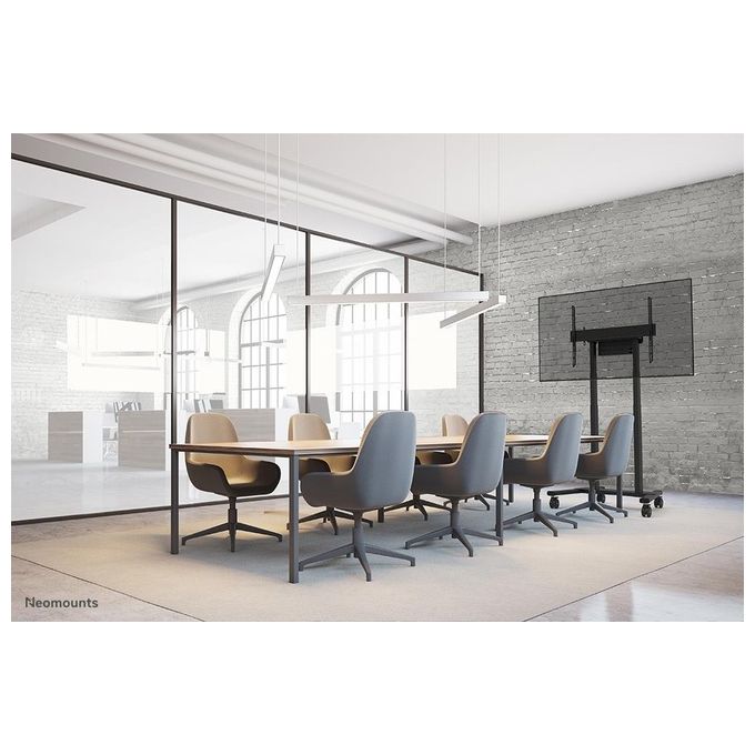 Neomounts W127366252 FL55-875BL1 Carrello TV Motorizzato per Display 55-100 Pollici VESA 100x100-800x600 Altezza Regolabile con Telecomando Ruote Bloccabili Fino a 110 Kg colore Nero