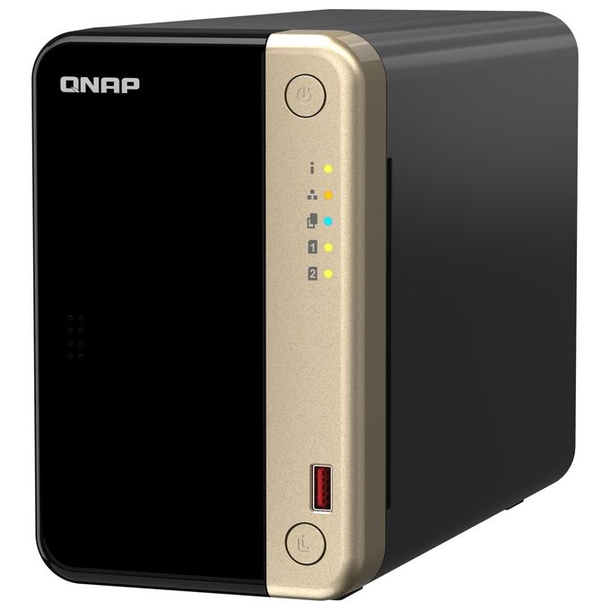 Qnap TS-264-8G NAS Tower 2 Bay Intel Celeron N5095 4 Core 8 GB DDR4 2x2.5GbE HDMI 4K 2x M.2 PCIe Gen3 QTS 5 colore Nero Oro