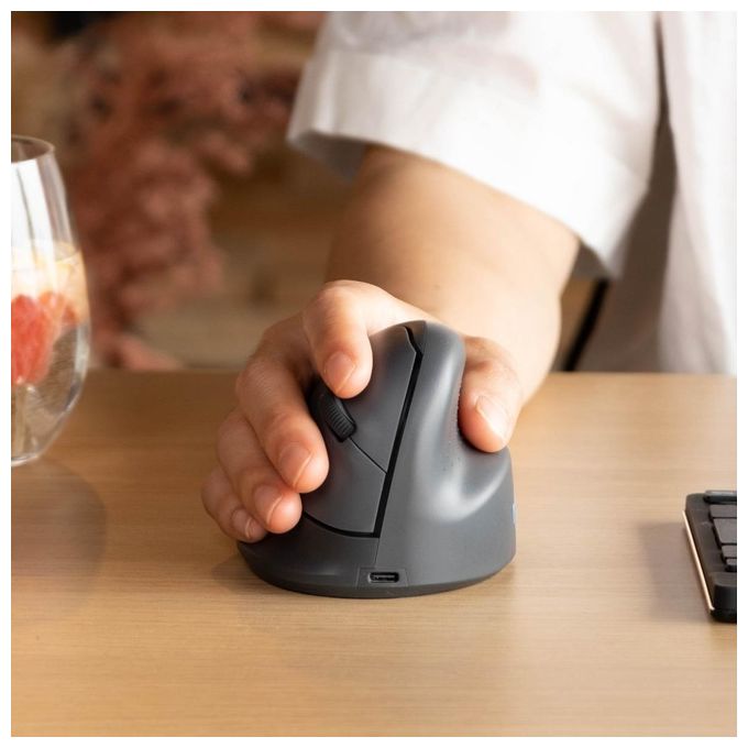 R Go Tools RGOHEBAMRWL R-Go HE Basic Mouse Ergonomico Senza Fili Bluetooth 5.0 Ricaricabile 1600 DPI Design Verticale per Destrimani colore Grigio